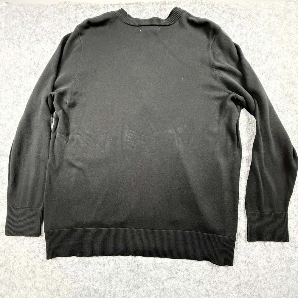 Liz Claiborne Womens‎ XL Black Button Front V-Neck Cardigan Sweater Pockets - Picture 7 of 8